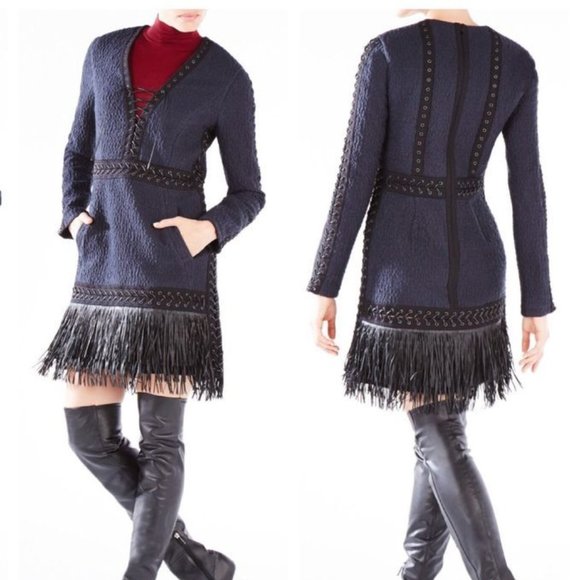 BCBG MAXAZRIA RUNWAY KAYDAN DRESS DEEP NAVY $898 - Picture 5 of 9